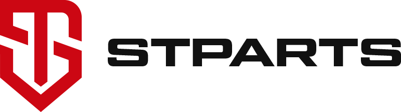 STPARTS logotyp röd och svart