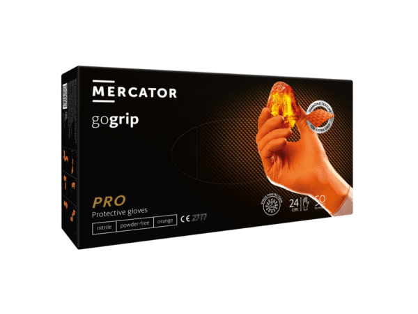Mercator nitrilhandskar, orange och puderfria, skyddshandskar