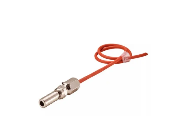 Röd kabel med metallkontakt